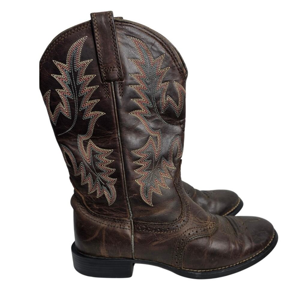 Ariat Western Cowboy Boots Women's 6.5B Brown Leather Embroidered
